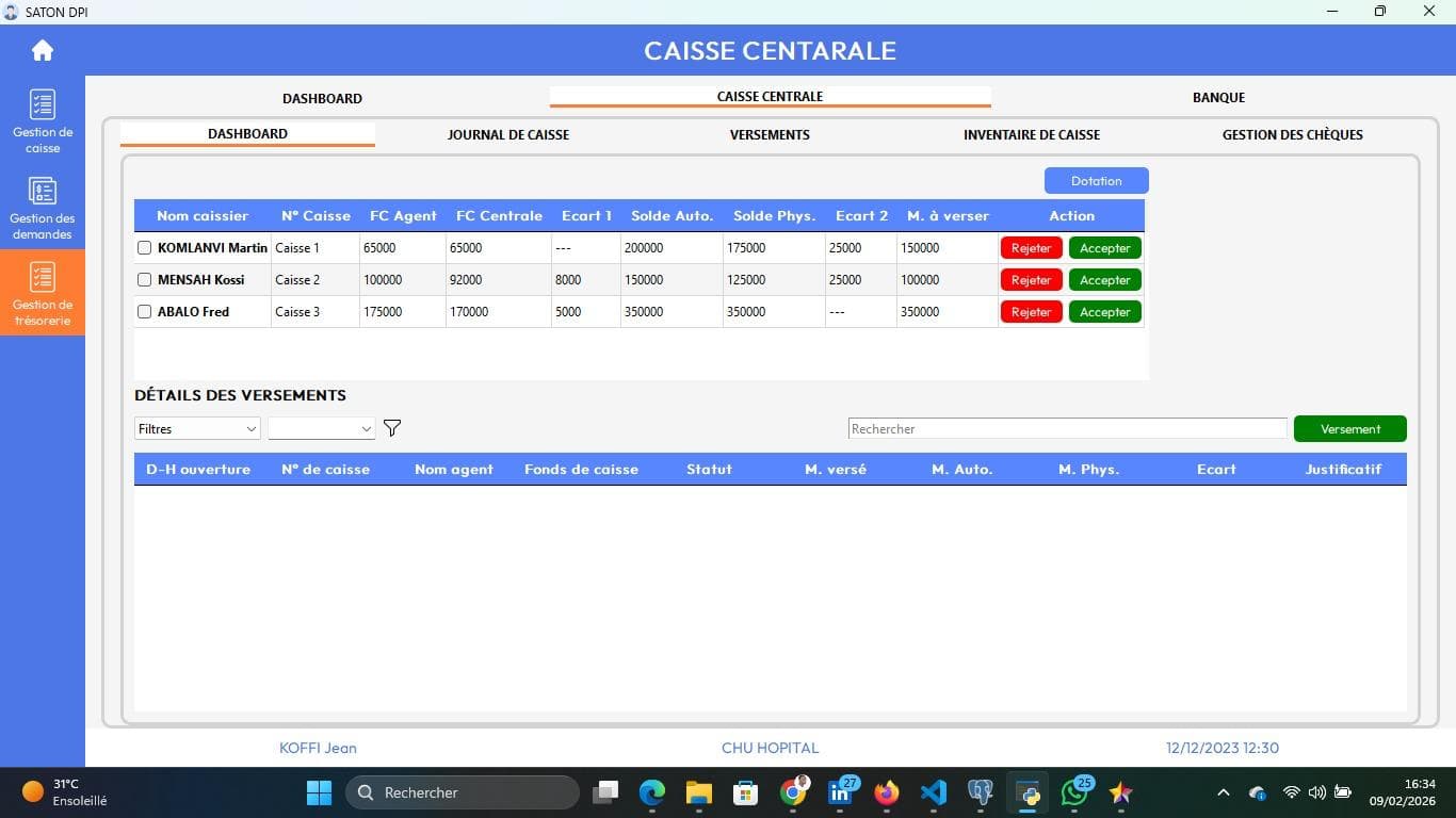 SATON DPI : caisse centrale